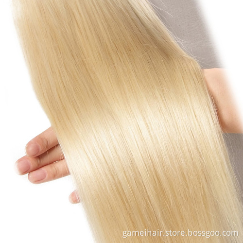 8-40 inch Blonde Weave Virgin Raw Straight Human Hair Machine Double Weft 613 Bundles